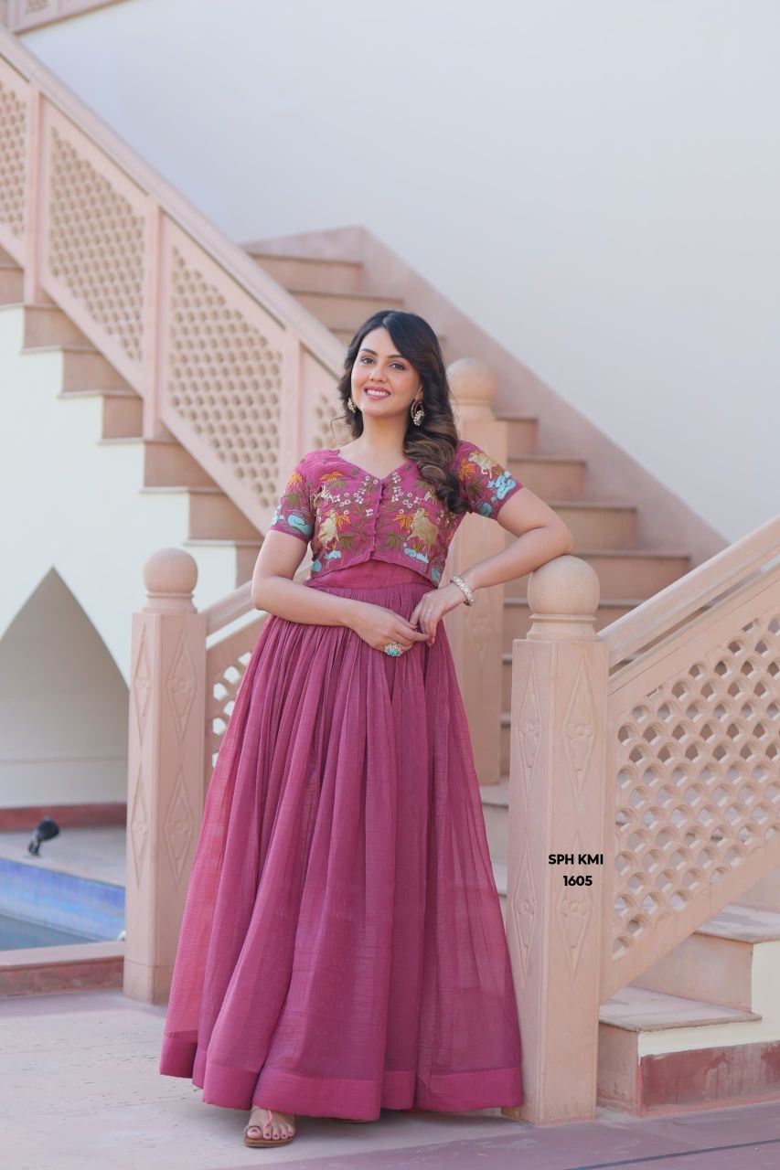 Rani Pink Designer Koti Cotton Gown